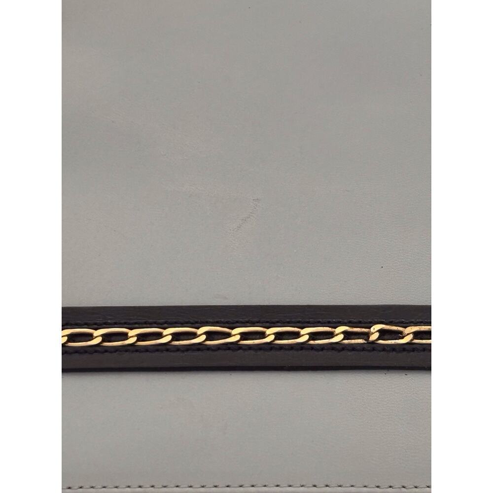 St. John Light Dark Blue Leather Shoulder Bag Gold Chain Link Vintage Designer - Picture 11 of 13